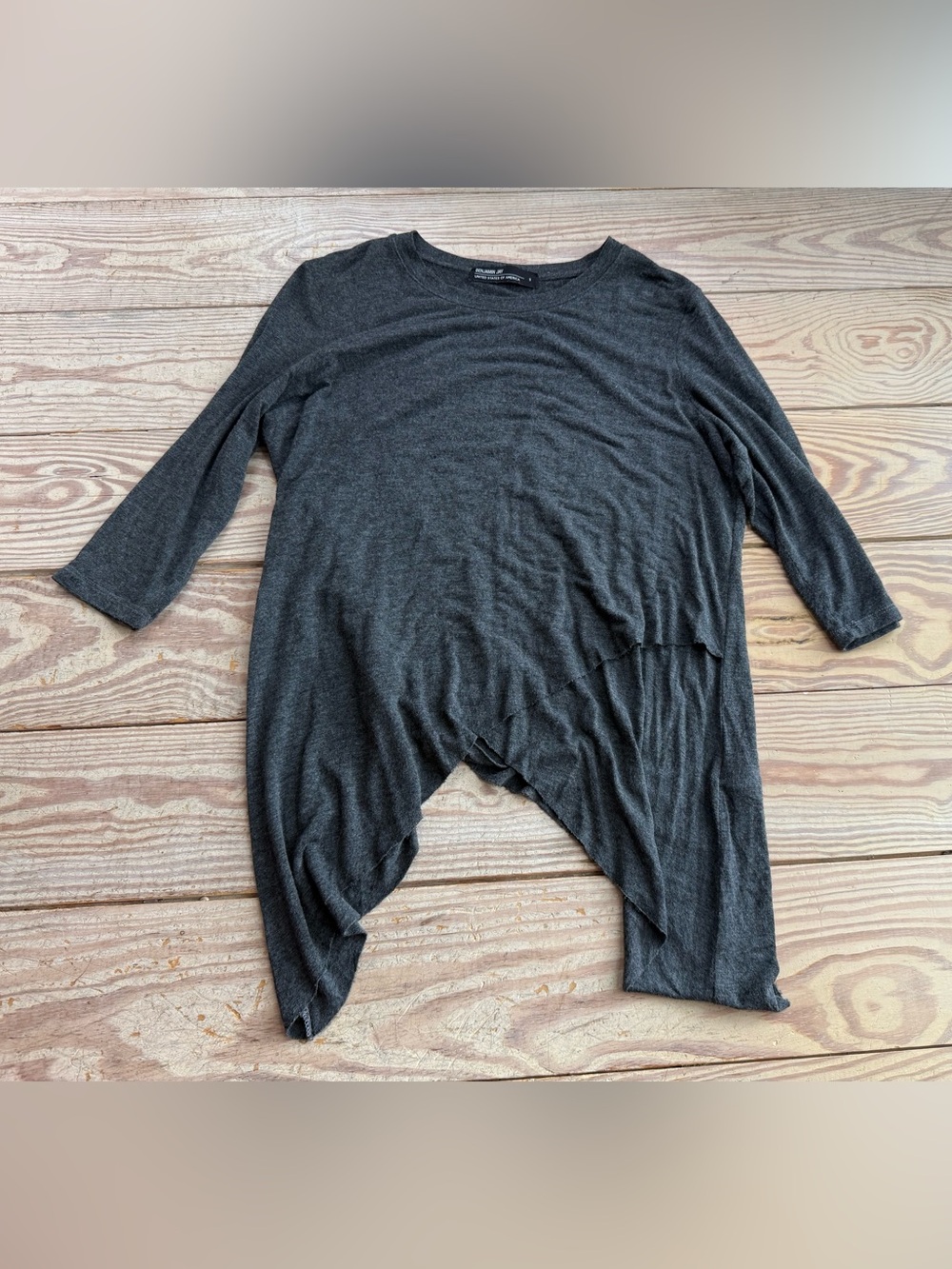 Benjamin Jay Charcoal Grey Asymmetrical Long Sleeve Top - Size S